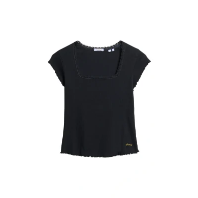 Afbeelding van Superdry Essential Square NECK Tshirt print, Dames, Maat: 34, Eclipse navy