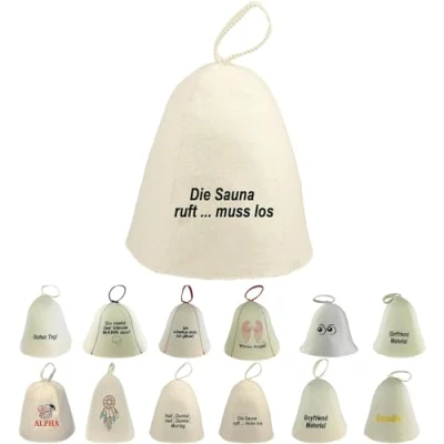 Afbeelding van GMMH Saunahoed, saunamuts van wolvilt, vilten saunakap voor dames en heren, hoed, muts sauna (SS20 014)