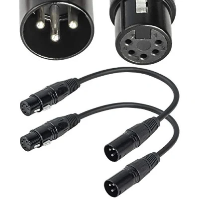 Afbeelding van XLR Mannelijke 3 pins naar Vrouwelijke 5 DMX 512 Turnaround Stage Light Kabel van SiYear, XLR3M XLR5F Adapterkabel (12 inch/2Pack)