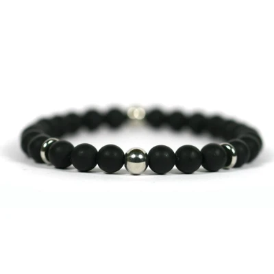 Afbeelding van IbizaMen matte onyx edelstaal RVS 8mm 21cm