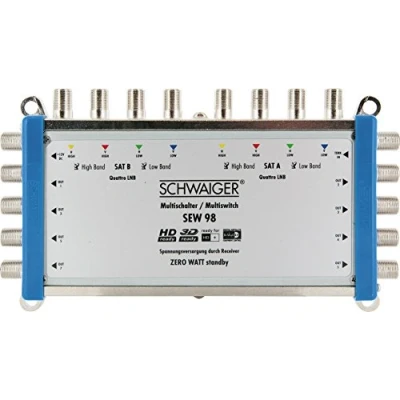 Afbeelding van Schwaiger SEW98 531 satelliet multiswitch Ingangen (satelliet): 9 (8 / 1 terrestrisch) Aantal gebruikers: 8 Standby functie