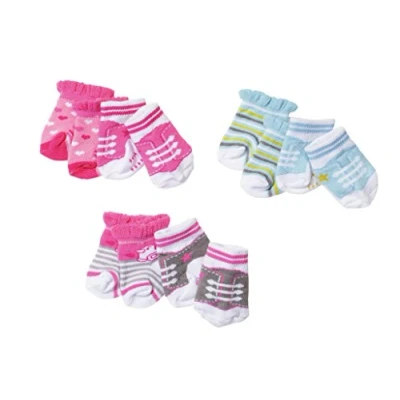 Afbeelding van BABY Born Socks, set van 2 poppensokken, poppenaccessoires (2 verpakkingen, 3 jaar, meerkleurig, 43 cm, meisjes, stuks, verschillende kleuren/modellen, Assortiment, One size