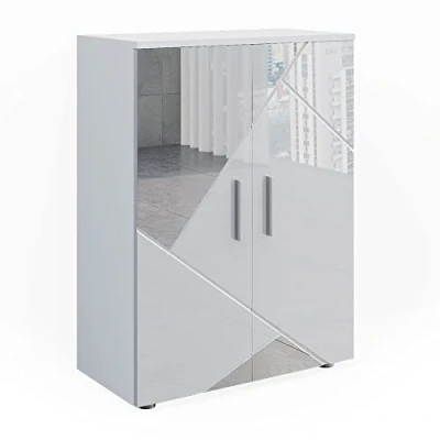 Afbeelding van Vicco Halfhoge kast &quot;Irma&quot;, Wit hoogglans met inzetstukken, 60 x 81 cm