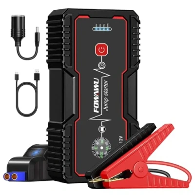Afbeelding van FOWAWU 20800 mAh 2000A Jump Starter,Draagbare Car Starters(7.5L gas/6.0L dieselmotor),Auto Starthulp Ultrasafe Intelligente Autoaccu met DC 12V/USB QC 3.0/Type C/LED flashlight(Zwart)