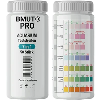 Afbeelding van BMUT 100 x 7 in 1 aquariumteststrips, watertest, vijver, vissen, waterkwaliteit