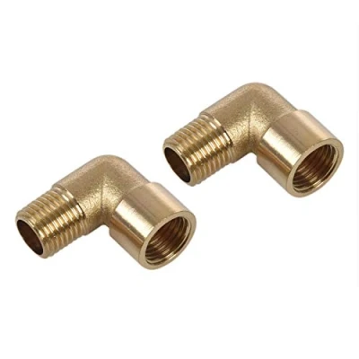 Afbeelding van Vogueing Tool 3/8 &quot;BSP mannelijke x 3/8&quot; BSP vrouwelijke 90 graden messing elleboog montage adapter rechte hoek koppeling connector voor lucht, brandstof, water (Pack van 2)
