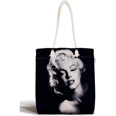 Afbeelding van Schoudertas Dames met rits Marilyn Monroe Canvas 45x50 Strandtas Shopper tas tassen Zomer Hobby