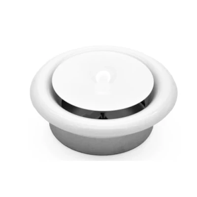 Afbeelding van H&amp;C VENT Verstelbaar schotelventiel, ronde stalen afdekking en ventilatie met verstelbare diffuser, ventilatiebuisventiel ventilatierooster, afvoerpijp (toevoer, metaal, wit, Ø 100 mm)