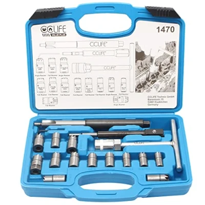 Afbeelding van CCLIFE 17 delige dieselinjectorfrees, afdichtingsfrees, injectoren, gereedschap met 13 frezen en 19 mm injectorfrees