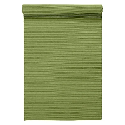 Afbeelding van LINUM UNI Decoratieve Tafelloper voor Eettafel 45x150 cm, 100% Geribbeld Katoen, Machinewasbaar, Mosgroen