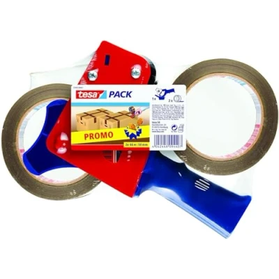 Afbeelding van Tesa Afroller Voor Verpakkingsplakband Van Maximum 50 Mm, Inclusief 2 Rollen Pp Tape Ft Mm X 66 M Plakbandafroller