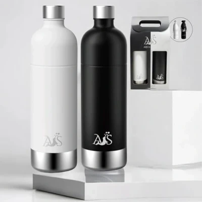 Afbeelding van 𝐀𝐐𝐔𝐀 𝐒𝐄𝐀𝐋® Premium Roestvrijstalen Waterfles BPA vrij compatibel met AarkeCarbonator3,Philips GoZero,Sodapop,Brita sodaONE 1Liter bruisend vermogen Vaatwasmachinebes (Wit/Zwart)