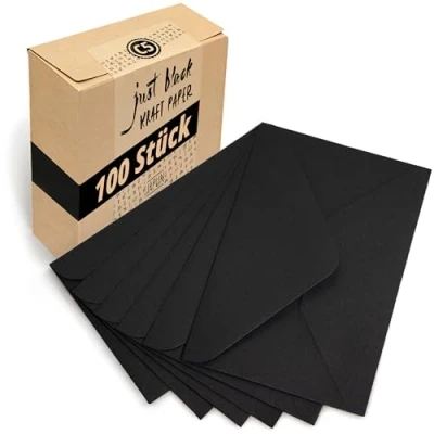Afbeelding van Japun Enveloppen (100 stuks) van papier, envelop zonder venster DIN C5 220 x 156 mm zwart