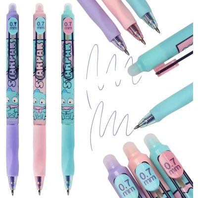 Afbeelding van Yodo UITWISBARE balpen met gum, automatische gelpen, blauwe inkt, ERASBARE, school 0,7mm