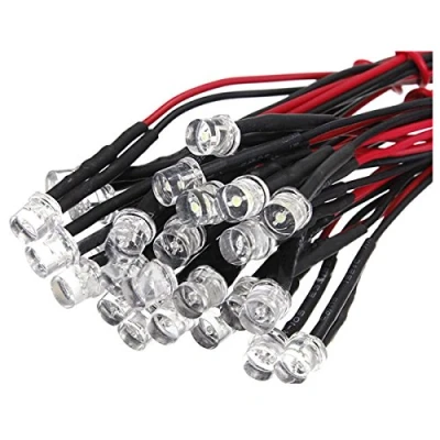 Afbeelding van AMIUHOUN 20CM 12V Bedraad Voor Lichtgevende Diode Bedrading LED Kavel Grootte: 5mm Flat Top Kleur: wit Aantal: 10Pcs