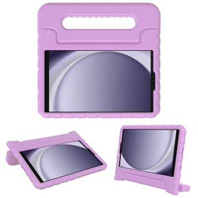 Afbeelding van Samsung Galaxy Tab A9 Hoes: iMoshion Kidsproof Backcover met handvat Shockproof/Valbescherming Softcase,Backcover Lila Siliconen En TPU (zacht