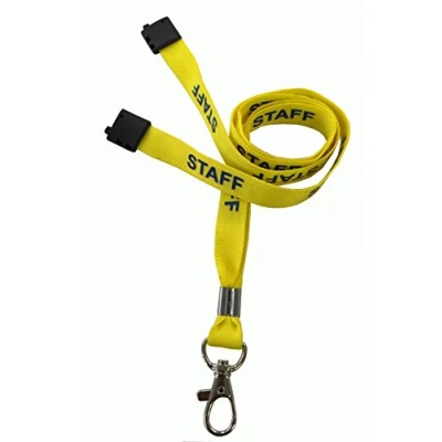 Afbeelding van Customcard Gedrukte Breakaway Geel Staf Lanyard met Metalen Hond Clip