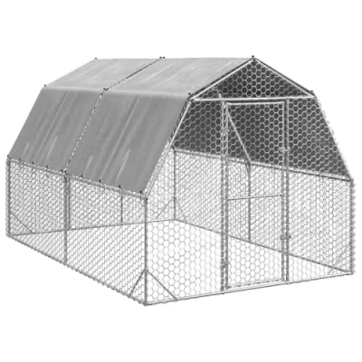 Afbeelding van vidaXL Kippenren met dak 2,5x4x2,25 m gegalvaniseerd staal