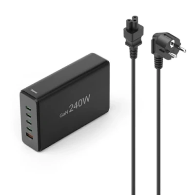 Afbeelding van Hama USB laadstation 5 poorten, GaN, snellader, 4xUSB C, 1xUSB A, PD, 240 W