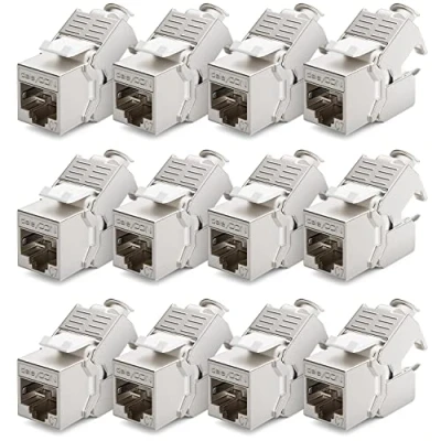Afbeelding van deleyCON 12x CAT 7 Keystone Jack Module Optimaal voor CAT7 CAT6 CAT6a Kabels Leggen Connector Patch Kabel Netwerk STP Afscherming RJ45 Vrouwelijk 1000 MHz 10 Gbit/s Isolatie Verplaatsing (LSA)