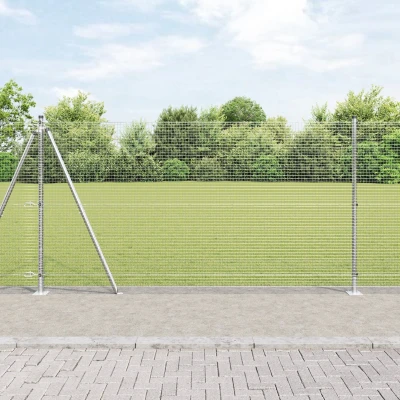 Afbeelding van vidaXL Gelaste Draadomheining met 13 Flenspalen 1.2x50 m Verzinkt Staal