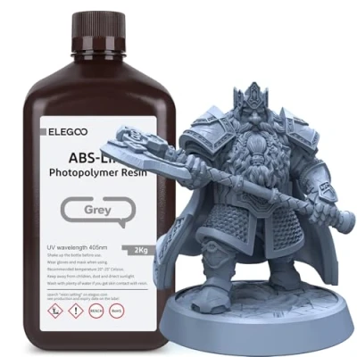 Afbeelding van ELEGOO 405nm ABS achtige hars, LCD UV Rapid Resin hoge precisie, niet broos, giftig voor LCD/DLP 3D printer, fotopolymeerhars, 2 kg, grijs