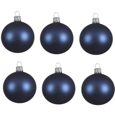 Afbeelding van Decoris Kerstballen 6 stuks donkerblauw mat glas cm