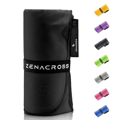 Afbeelding van Zenacross Microvezel Handdoek 50x30cm Compacte Sport Handdoek, Sneldrogend en Absorberend Maat S Zwart