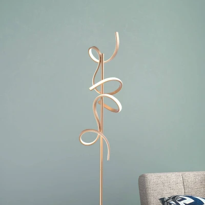Afbeelding van JUST LIGHT. LED vloerlamp Curls, messing, metaal, 156 cm hoog, dimbaar