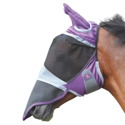 Afbeelding van Shires Vliegenmasker Deluxe met Oren en Neus Paars Pony
