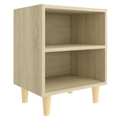 Afbeelding van Nachtkastje met houten poten 40x30x50 cm sonoma eikenkleurig