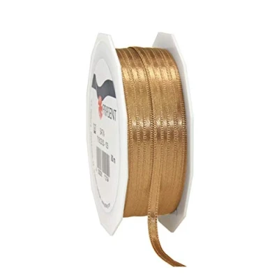 Afbeelding van C.E. Pattberg Satijn goud, 50 m satijnen lint voor het inpakken van geschenken, 3 mm breed, cadeaulint decoreren en knutselen, decoratief elke gelegenheid
