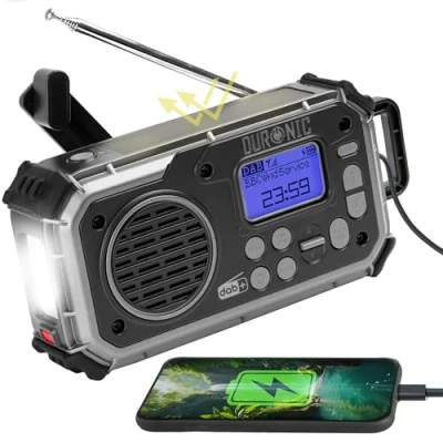 Afbeelding van Duronic SDAB1 Draagbare Radio DAB+ met Batterij of 3 AAA batterijen Zonne energie Handdynamo digitale Zaklamp SOS alarm Camping Wandelen Buiten Noodgevallen