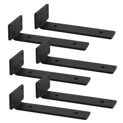Afbeelding van 6 stuks Zwevende Plankdragers, 90 Graden Schapsteune, L plankhoek voor wandmontage, Zwaarlaststeun Boekenplankbeugel Wandplank Ondersteuning,Metaal plankhouders,Zwart,25cm