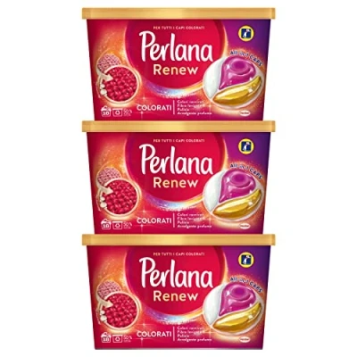 Afbeelding van 3 x Perlana Renew Colorati All in 1 Caps wasmiddel capsules voor wasmachine verpakkingen met elk 18