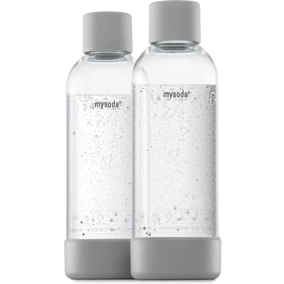 Afbeelding van Mysoda Set van 2 herbruikbare flessen 1 liter Gray Geschikt voor apparaten