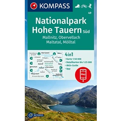Afbeelding van Carta escursionistica Kom 49. Nationalpark Hohe Tauern Süd, Mallnitz, Obervellach, Maltatal, Mölltal: 4in1 Wanderkarte, mit Aktiv Guide und ... in der KOMPASS App. Fahrradfahren. Skitouren.