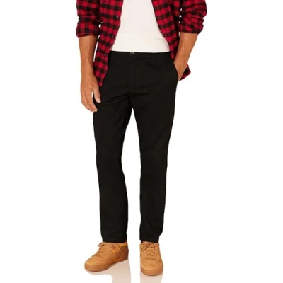 Afbeelding van Amazon Essentials Heren Slim fit Rimpelbestendige Platte Chino Pant Casual Broek,Zwart,33W / 29L