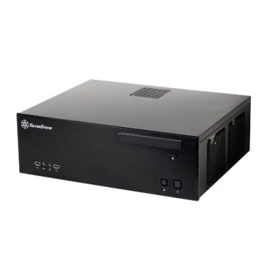 Afbeelding van SilverStone SST GD04B USB 3.0 Grandia HTPC Micro ATX desktopbehuizing met hoog vermogen en geluidsarm koelsysteem, zwart