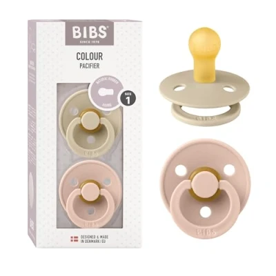 Afbeelding van BiBS Colour Pacifier Stage 1 Fopspeen 0+ maanden 2 stuks Vanilla / Blush