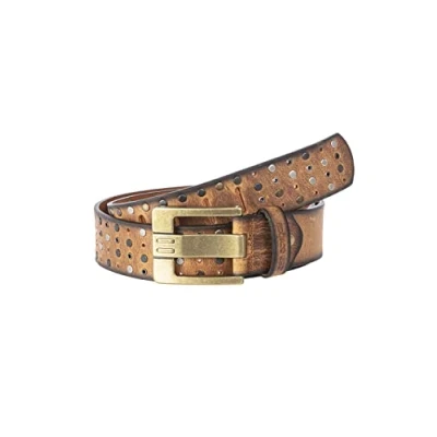 Afbeelding van Leren riem met klinknagels, robuust en duurzaam, tobacco, 85