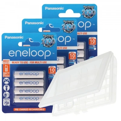 Afbeelding van 10 Panasonic Eneloop AAA, micro batterijen, nieuwste generatie, max. 800 mAh, 2100 laadcycli met AccuCell BOX10