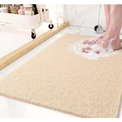 Afbeelding van Douchemat, 80 x 120 cm grote antischimmel PVC loofah badmat voor badkamer natte ruimte badkuip, antislip luffa binnen douche vloermatten, sneldrogend