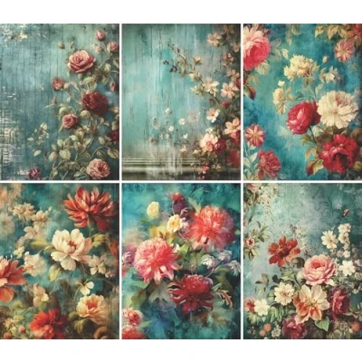 Afbeelding van Vintage Bloemen Decoupage Rijstpapier, 20 x 27 cm Scrapbooking Cards Ambachten