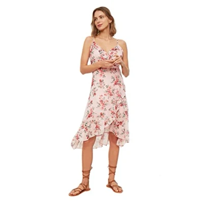 Afbeelding van Trendyol Pruimkleurige Bloemenjurk Met Dubbele Rij Knopen En Gevoerde Geweven Chiffon Twoss19El0375