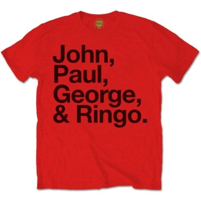 Afbeelding van The Beatles John, Paul, George &amp; Ringo Heren T shirt XXL Rood