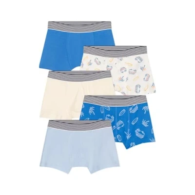 Afbeelding van Petit Bateau Set van 5 katoenen boxers met vansprint Jongens Onderbroek Blauw;Geel;Wit;Multico