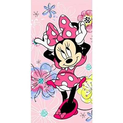 Afbeelding van Jerry Fabrics Disney Minnie Mouse badhanddoek strandhanddoek 70 x 140 cm, katoen, meerkleurig