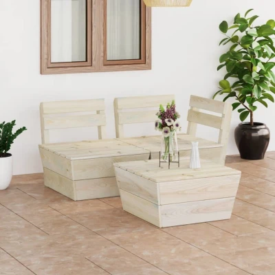 Afbeelding van 3 delige Loungeset pallet geïmpregneerd vurenhout