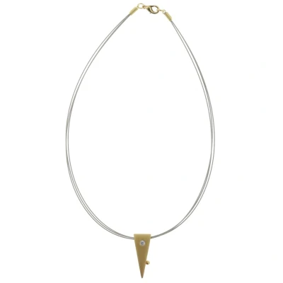 Afbeelding van Behave Ketting dames goud en zilver kleur bi color punt hanger 40 cm